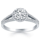 14k White Gold Diamond Halo Split Shank Engagement Ring-4