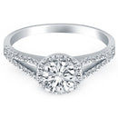 14k White Gold Diamond Halo Split Shank Engagement Ring-5