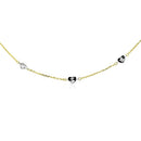 14k Two Tone Gold Anklet with Diamond Cut Heart Style Stations-6