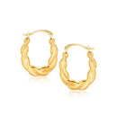 10k Yellow Gold Oval Twist Hoop Earrings-3