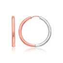 14k Rose & White Gold Hinged Hoop Earrings-2