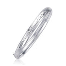 Classic Floral Carved Bangle in 14k White Gold (5.0mm)-2
