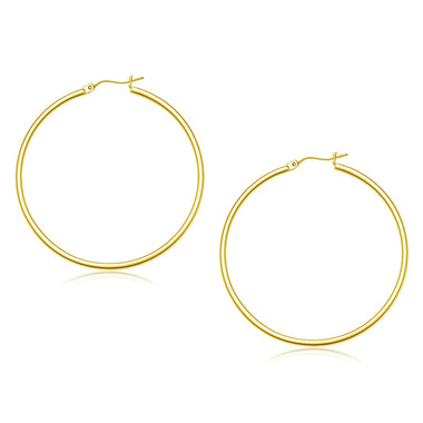 14k Yellow Gold Polished Hoop Earrings (45 mm) - 0