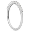 14k White Gold Shared Prong Diamond Wedding Ring Band with Airline Gallery-4