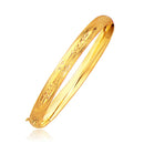 Classic Floral Carved Bangle in 14k Yellow Gold (6.0mm)-2