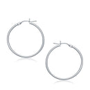 14k White Gold Polished Hoop Earrings (30 mm)-2