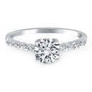 14k White Gold Diamond Engagement Ring with Shared Prong Diamond Accents-5