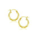 14k Yellow Gold Polished Hoop Earrings (15 mm)-2