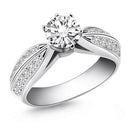14k White Gold Cathedral Double Row Pave Diamond Engagement Ring-3