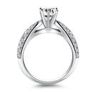 14k White Gold Cathedral Double Row Pave Diamond Engagement Ring-4