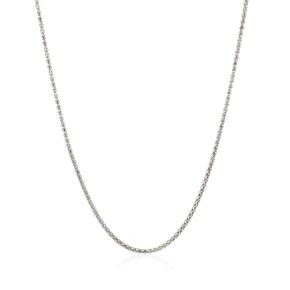 14k White Gold Adjustable Popcorn Chain 1.3mm