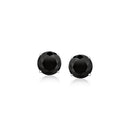 14k White Gold Stud Earrings with Black Faceted Cubic Zirconia(6mm)-5