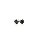 14k White Gold Stud Earrings with Black Faceted Cubic Zirconia(6mm)-6