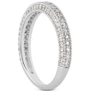 14k White Gold Fancy Pave Diamond Milgrain Textured Wedding Ring Band-4