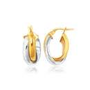 14k Two-Tone Gold Double Row Intertwined Oval Hoop Earrings-2