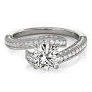 14k White Gold Round Diamond Bypass Style Engagement Ring (1 1/2 cttw)-6