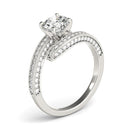 14k White Gold Round Diamond Bypass Style Engagement Ring (1 1/2 cttw)-7