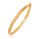 14k Yellow Gold Diamond Cut Motif Dome Style Children's Bangle-2