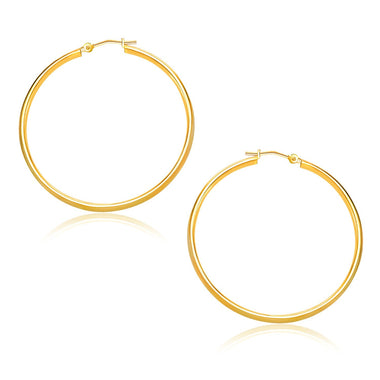 14k Yellow Gold Polished Hoop Earrings (30mm) - 0