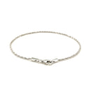 14k White Gold Solid Diamond Cut Rope Bracelet 1.5mm-7