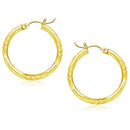14k Yellow Gold Diamond Cut Hoop Earrings (25mm)-2