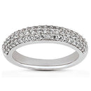 14k White Gold Triple Multi-Row Micro- Pave Diamond Wedding Ring Band-3