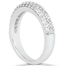 14k White Gold Triple Multi-Row Micro- Pave Diamond Wedding Ring Band-4