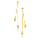 14k Yellow Gold Double Drop Long Earrings-2