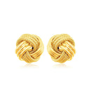14k Yellow Gold Love Knot with Ridge Texture Earrings-5