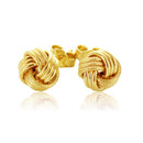 14k Yellow Gold Love Knot with Ridge Texture Earrings-6