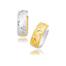 14k Two-Tone Gold Reversible Quilted Hinged Hoop Huggie Earrings-3