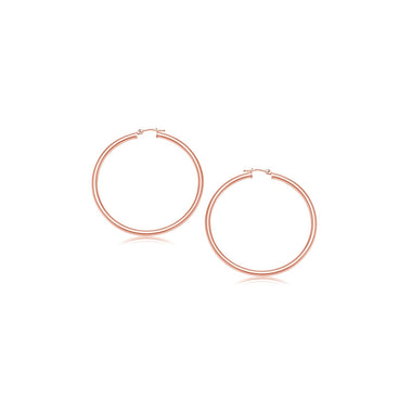 14k Rose Gold Polished Hoop Earrings (15 mm) - 0