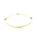 14k Two Tone Gold Entwined Heart Stationed Anklet-7