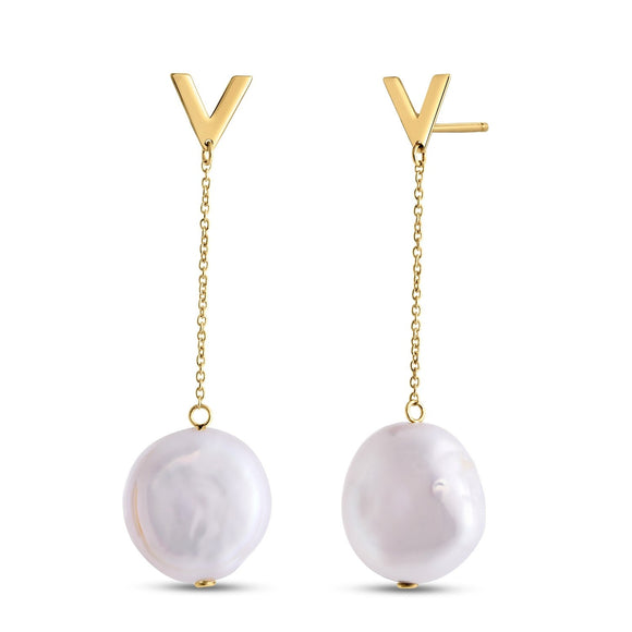 14k Yellow Gold Tesoro Pearl Drop Earrings