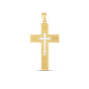 14k Two Tone Gold High Polish Diamond Cut Cross Pendant-3