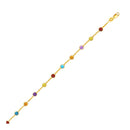 14k Yellow Gold Cable Anklet with Round Multi Tone Stations-3