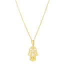 14k Yellow Gold High Polish Hamsa Amulet Necklace-4