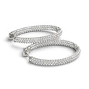 14k White Gold Diamond Hoop Double Sided Three Row Earrings (2 cttw)-8