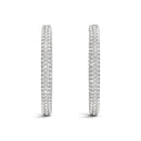14k White Gold Diamond Hoop Double Sided Three Row Earrings (2 cttw)-9