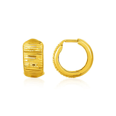 Reversible Textured and Smooth Snuggable Earrings in 10k Yellow Gold - 0
