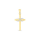 14k Two Tone Gold High Polish Diamond Cut Cross Pendant-3