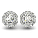 14k White Gold Double Halo Round Diamond Earrings (1 1/4 cttw)-4