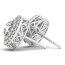 14k White Gold Double Halo Round Diamond Earrings (1 1/4 cttw)-5