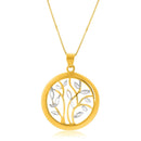 14k Two-Tone Gold Pendant with an Open Round Tree Design-3