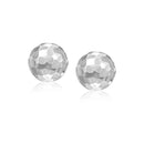 14k White Gold 7mm Round Faceted Style Stud Earrings-2