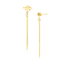 14k Yellow Gold Modern Disc and Bar Drop Earrings-2