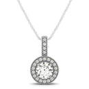 Milgrain Edge Diamond Halo Pendant in 14k White Gold (5/8 cttw)-5