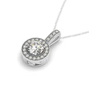 Milgrain Edge Diamond Halo Pendant in 14k White Gold (5/8 cttw)-6