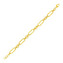 14k Yellow Gold Bracelet with Polished Rectangular Oval Links-3