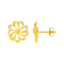 14k Yellow Gold Post Earrings with Flowers-2